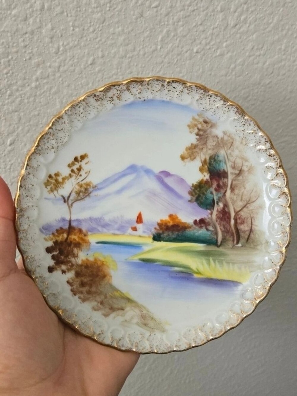 Ucagco Nature Scene Handpainted Ceramic Japanese Plate Decor